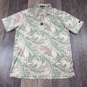 Bad Birdie Palm Springs Leaf Polo Shirt Mens Size Large Golf Performance Stretch